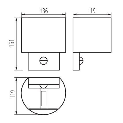 Applique murale d'extérieur LED avec détecteur REKA LED/7W/230V IP54 anthracite ronde
