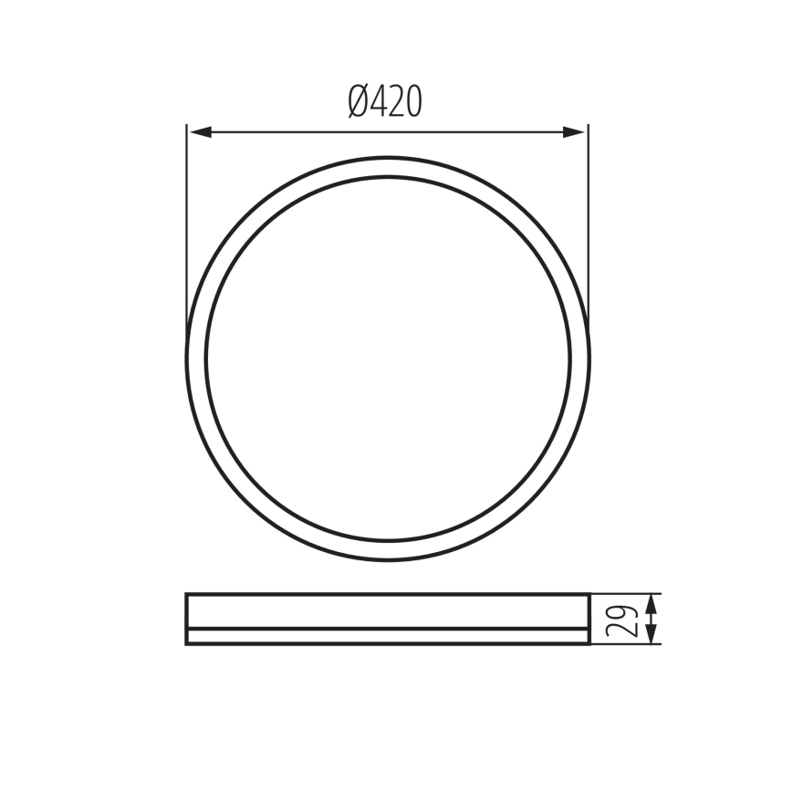 Plafonnier salle de bain AZPO LED/22W/230V d. 42 cm IP54 noir