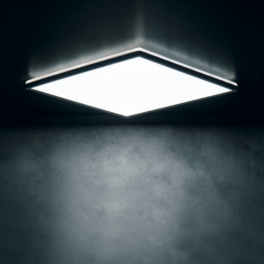 Plafonnier LED AZPO LED/12,3W/230V 3000/4000/6000K 22,5x22,5 cm IP54 noir