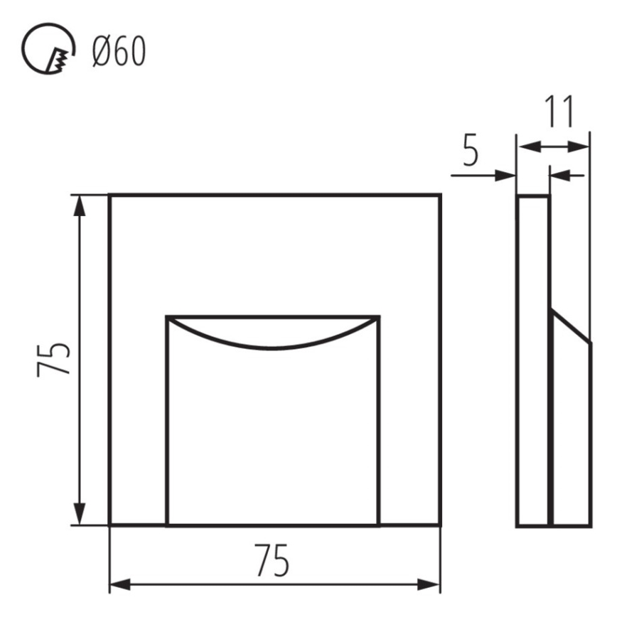 Luminaire d'escalier LED ERINUS 0,8 W / 12 V, 4000 K, noir
