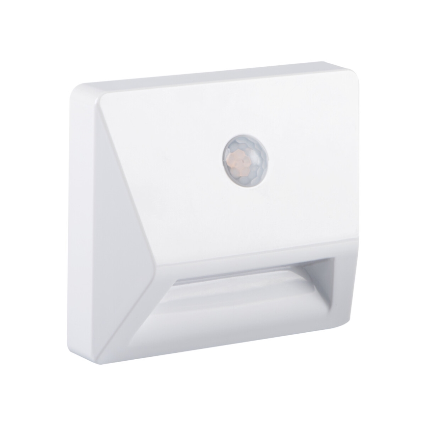 Luminaire encastrable LED avec détecteur de mouvement et capteur crépusculaire IRS LED/0,3W/3xAAA IP54 blanc
