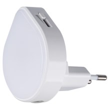 Kanlux 37396 - LED à intensité variable orientation éclairage avec détecteur crépusculaire sur prise ULOV LED/0,5W/230V blanc