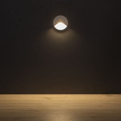 Luminaire d'escalier LED avec détecteur de mouvement et capteur crépusculaire EXIN LED/2,5W/230V 3000K IP65 blanc rond
