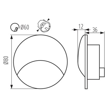 Luminaire d'escalier LED EXIN LED/2,5W/230V 4000K IP65 anthracite rond