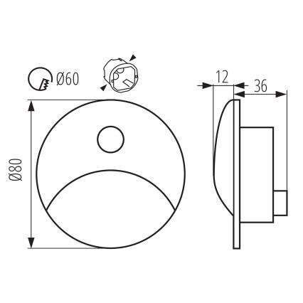 Luminaire LED pour escalier EXIN avec détecteur de mouvement et capteur crépusculaire, LED 2,5 W, 230 V, 4000 K, IP65, blanc, rond