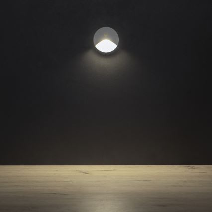 Luminaire LED pour escalier EXIN avec capteur de mouvement et capteur crépusculaire, 2,5W, 230V, 4000K, IP65, blanc, rond