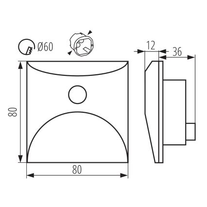 Luminaire LED pour escalier EXIN avec détecteur de mouvement et capteur crépusculaire LED/2,5W/230V 4000K IP65 blanc carré