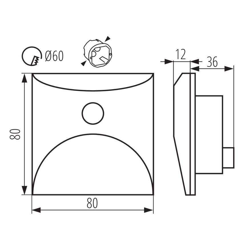 Luminaire LED pour escalier EXIN avec détecteur de mouvement et capteur crépusculaire LED/2,5W/230V 4000K IP65 blanc carré