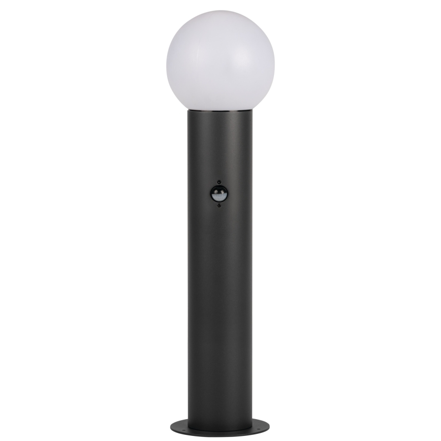 Lampe d'extérieur STONO 1xE27/15W/230V 80 cm IP65 anthracite, équipée d'un détecteur de mouvement et d'un détecteur crépusculaire