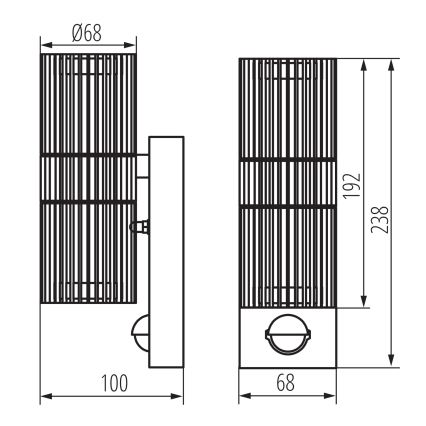 Applique murale d'extérieur à spots avec détecteur de mouvement et détecteur crépusculaire RADILO 2xGU10/11W/230V IP44 noire