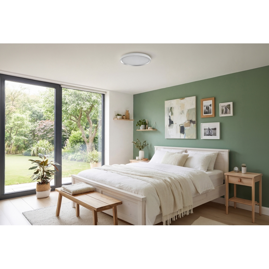 Plafonnier LED dimmable LIXAN LED/65W/230V 3000–6500 K Ø 48,6 cm blanc/argenté + télécommande