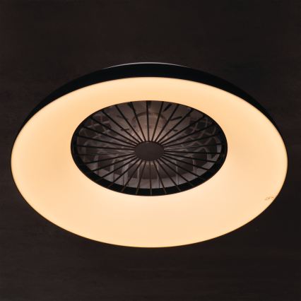 Plafonnier dimmable LED RGBW avec ventilateur PLAVE PAN LED/48W/230V 3000-6500K Ø 60 cm noir + télécommande