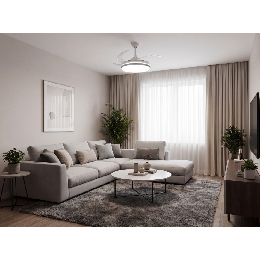 Plafonnier LED dimmable avec ventilateur PLAVE LED/36W/230V 3000-6500K argenté/blanc + télécommande