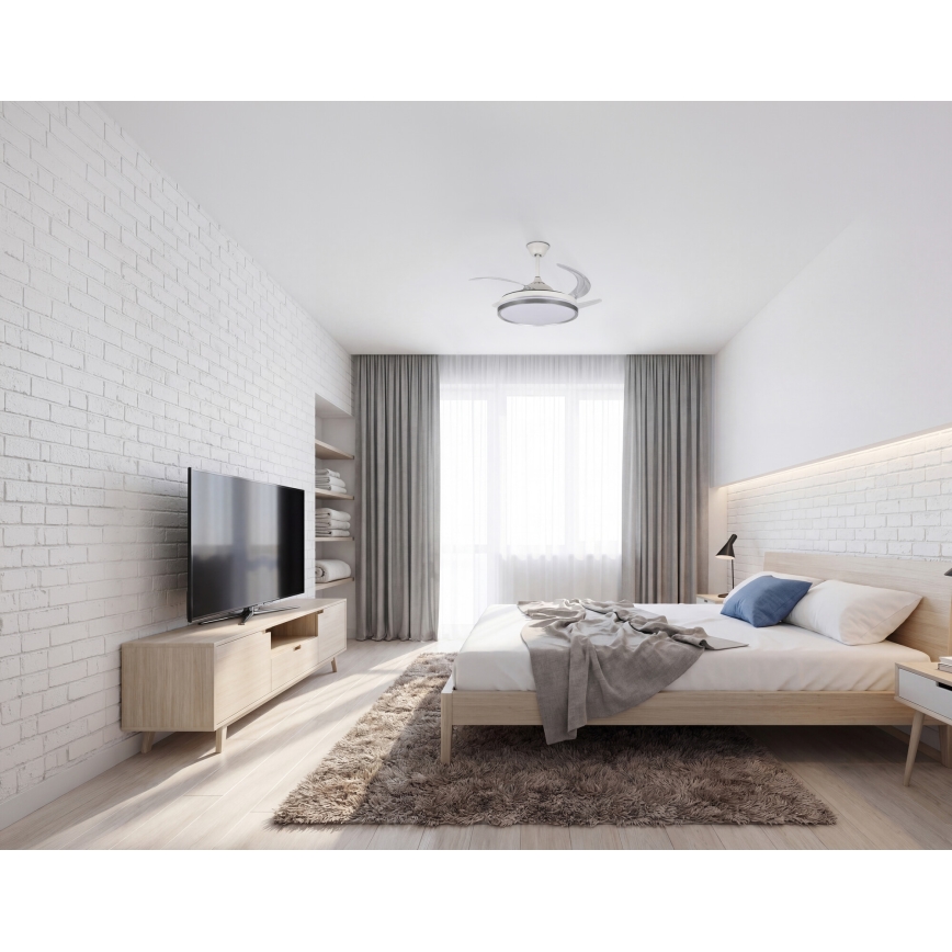 Plafonnier LED dimmable avec ventilateur PLAVE LED/36W/230V 3000-6500K argenté/blanc + télécommande