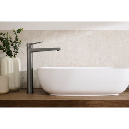 KFA Armatura 4522-712-61 - Mitigeur pour lavabo + bonde MALAGA 30,3 cm gris métallisé