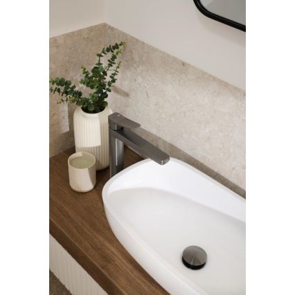 KFA Armatura 4522-712-61 - Mitigeur pour lavabo + bonde MALAGA 30,3 cm gris métallisé