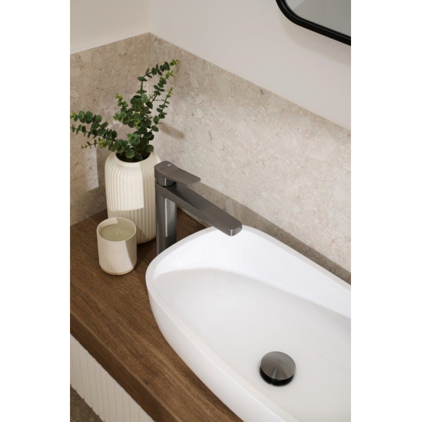 KFA Armatura 4522-712-61 - Mitigeur pour lavabo + bonde MALAGA 30,3 cm gris métallisé