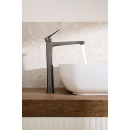 KFA Armatura 4522-712-61 - Mitigeur pour lavabo + bonde MALAGA 30,3 cm gris métallisé