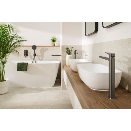 KFA Armatura 4522-712-61 - Mitigeur pour lavabo + bonde MALAGA 30,3 cm gris métallisé