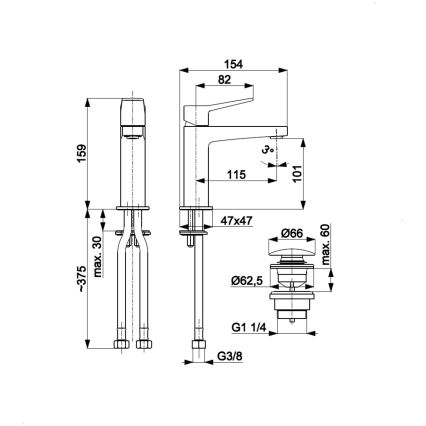KFA Armatura 4522-815-34 - Mitigeur pour lavabo + bonde MALAGA 15,9 cm or rose