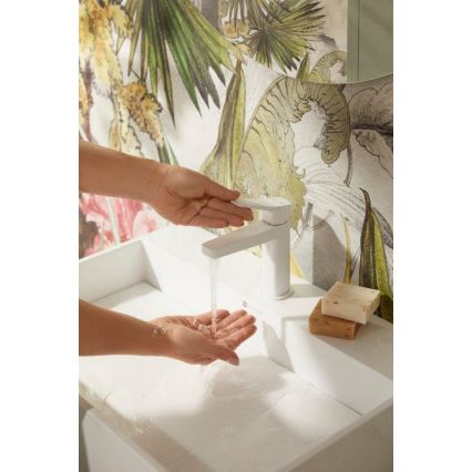 KFA Armatura 4522-815-44 - Mitigeur pour lavabo + bonde MALAGA 15,9 cm, blanc