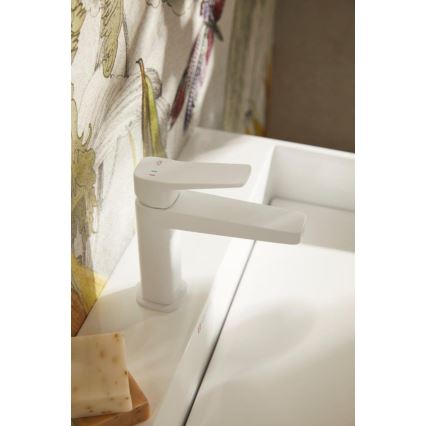 KFA Armatura 4522-815-44 - Mitigeur pour lavabo + bonde MALAGA 15,9 cm, blanc