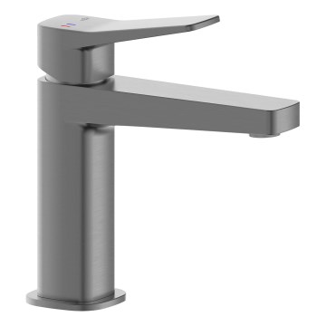 KFA Armatura 4522-815-61 - Mitigeur pour lavabo + bonde MALAGA 15,9 cm gris métallisé