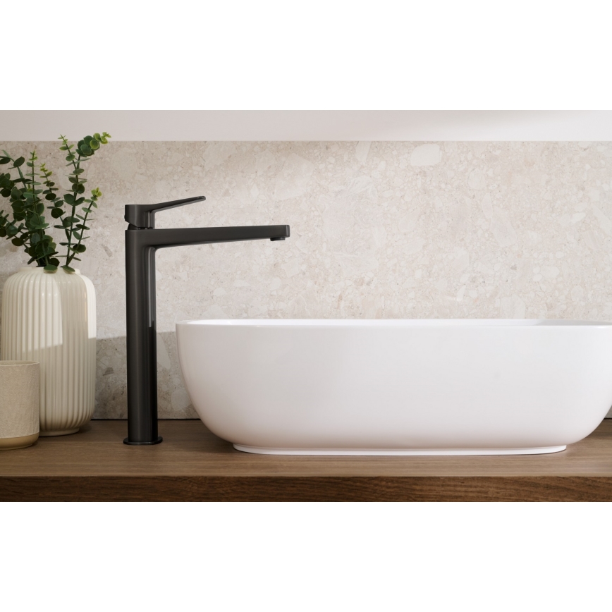 KFA Armatura 4522-815-81 - Mitigeur pour lavabo + bonde MALAGA 15,9 cm noir