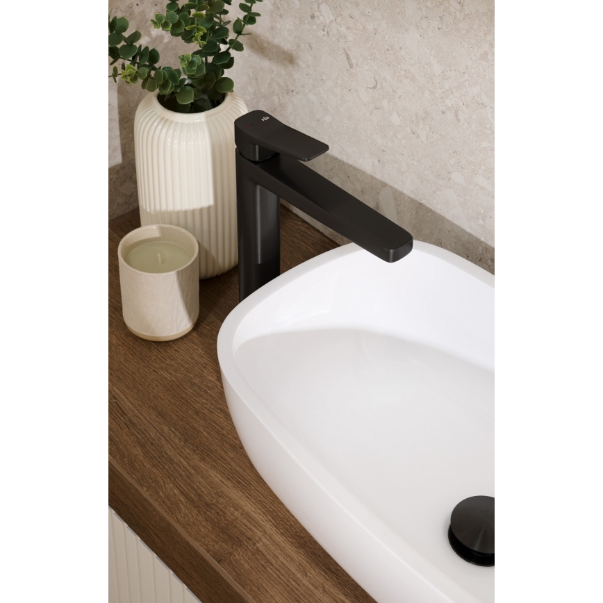 KFA Armatura 4522-815-81 - Mitigeur pour lavabo + bonde MALAGA 15,9 cm noir