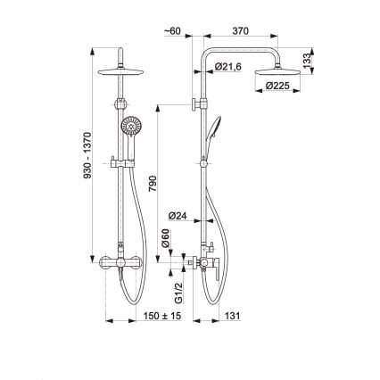 KFA Armatura 5036-910-81 - Colonne de douche avec robinet MOZA laiton/mat noir