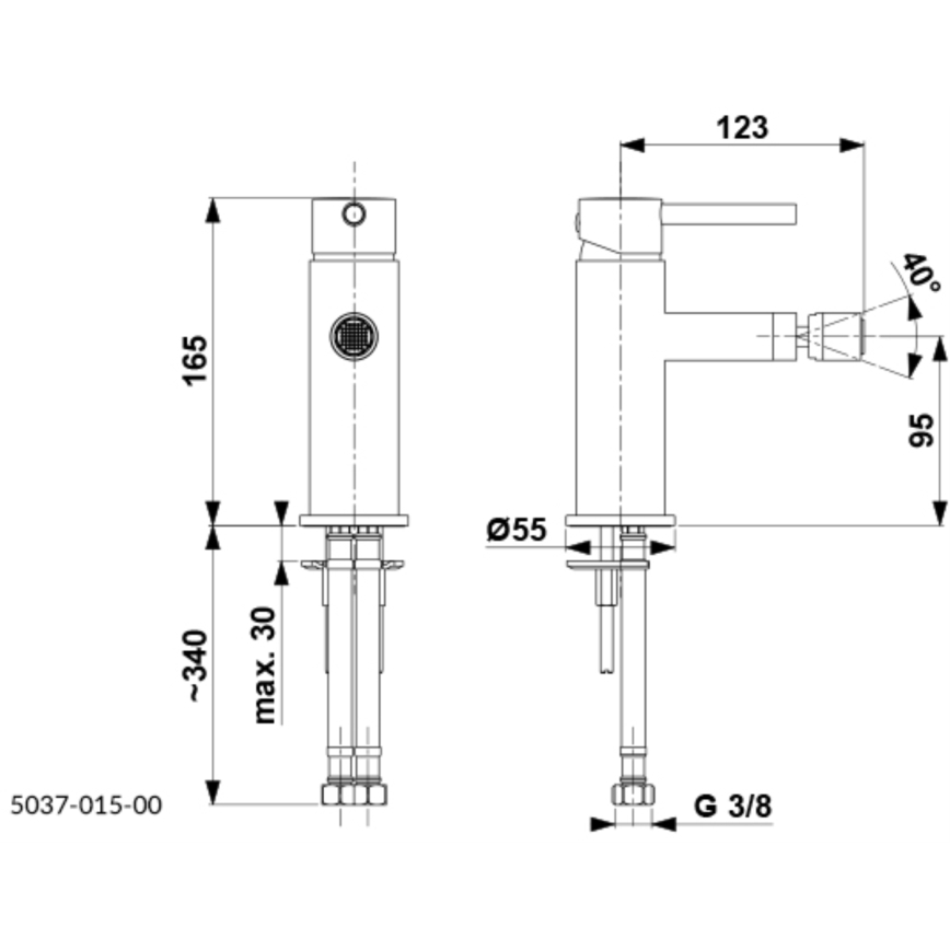 KFA Armatura 5037-015-81 - Robinet de bidet + déchets avec trop-plein MOZA mat noir