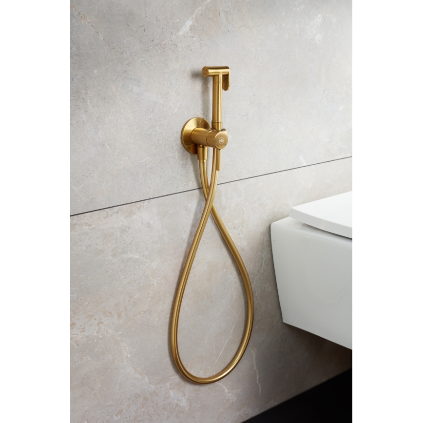 KFA Armatura 5039-512-31 - Robinet de bidet avec douchette pour installation encastrée MOZA poli doré