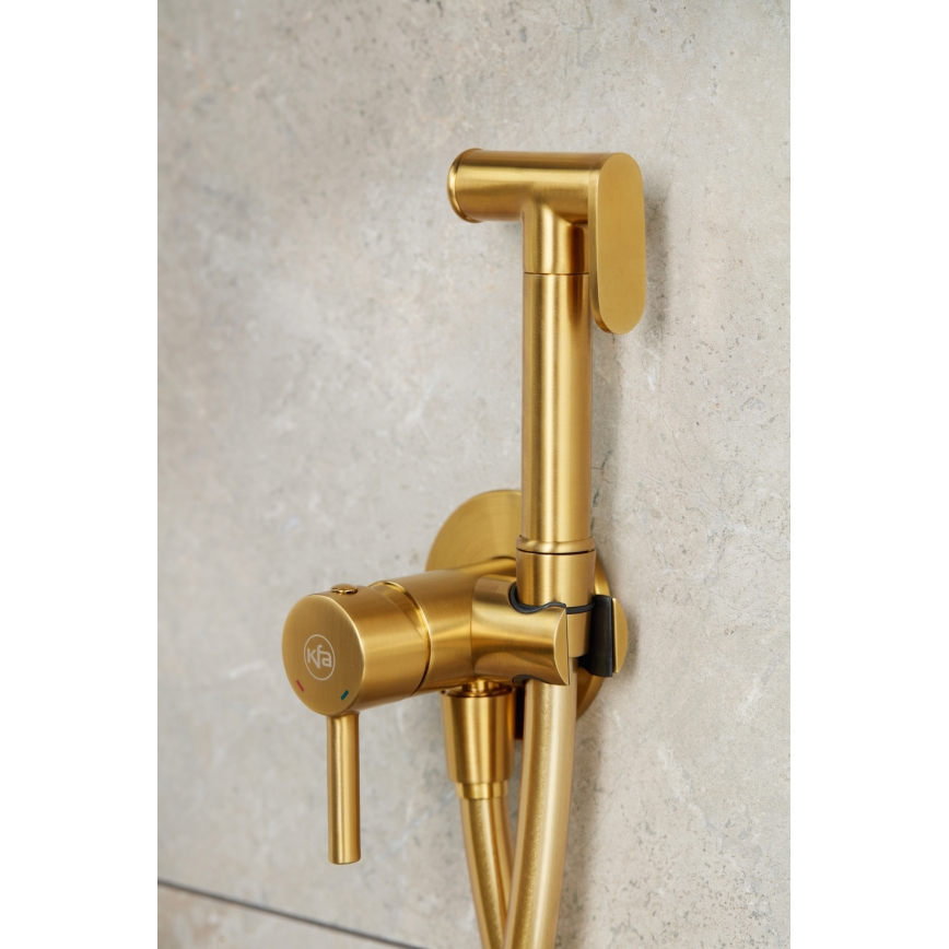 KFA Armatura 5039-512-31 - Robinet de bidet avec douchette pour installation encastrée MOZA poli doré