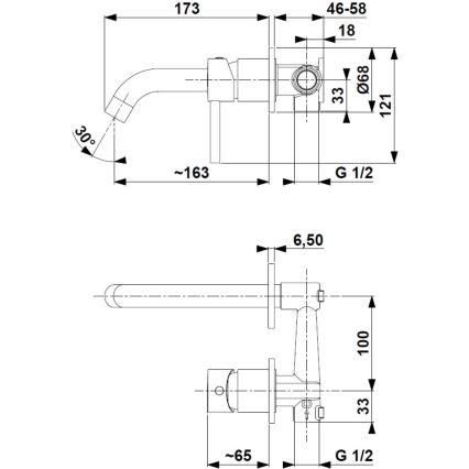 KFA Armatura 5039-810-31 - Robinet de lavabo pour installation encastrée MOZA poli doré