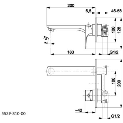 KFA Armatura 5539-810-81 - Robinet de lavabo pour installation encastrée MOKAIT laiton/mat noir