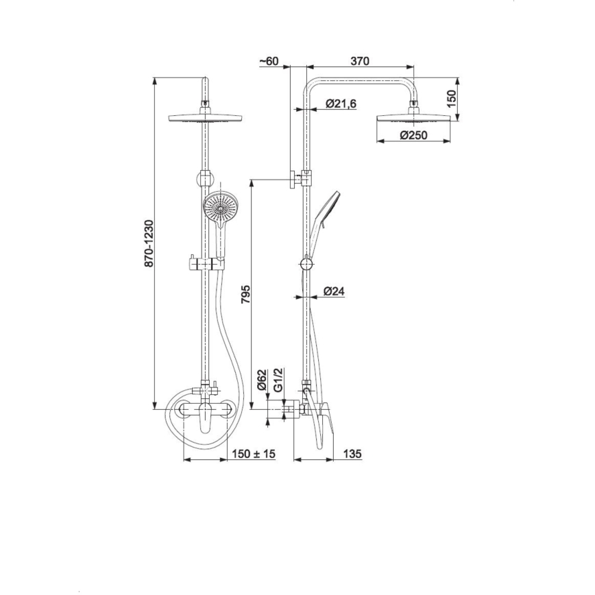 KFA Armatura 5556-910-81 - Colonne de douche avec robinet OTAVA laiton/mat noir