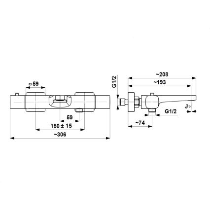 KFA Armatura 5754-010-00 - Mitigeur thermostatique pour baignoire MALAGA chromé brillant