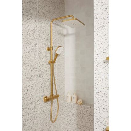 KFA Armatura 5756-910-31 - Ensemble de douche MALAGA avec mitigeur thermostatique, finition dorée brossée