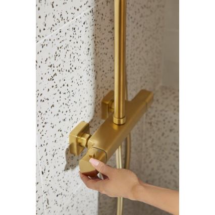KFA Armatura 5756-910-31 - Ensemble de douche MALAGA avec mitigeur thermostatique, finition dorée brossée