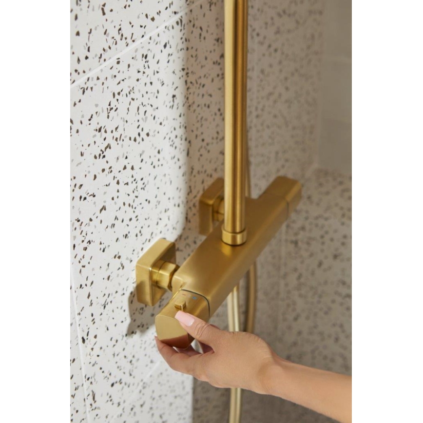 KFA Armatura 5756-910-31 - Ensemble de douche MALAGA avec mitigeur thermostatique, finition dorée brossée