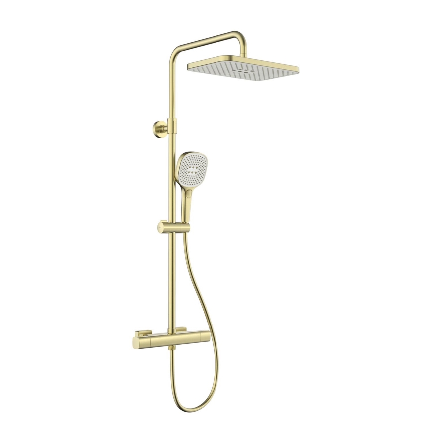 KFA Armatura 5756-910-31 - Ensemble de douche MALAGA avec mitigeur thermostatique, finition dorée brossée