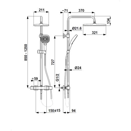 KFA Armatura 5756-910-81 - Ensemble de douche avec mitigeur thermostatique MALAGA, noir