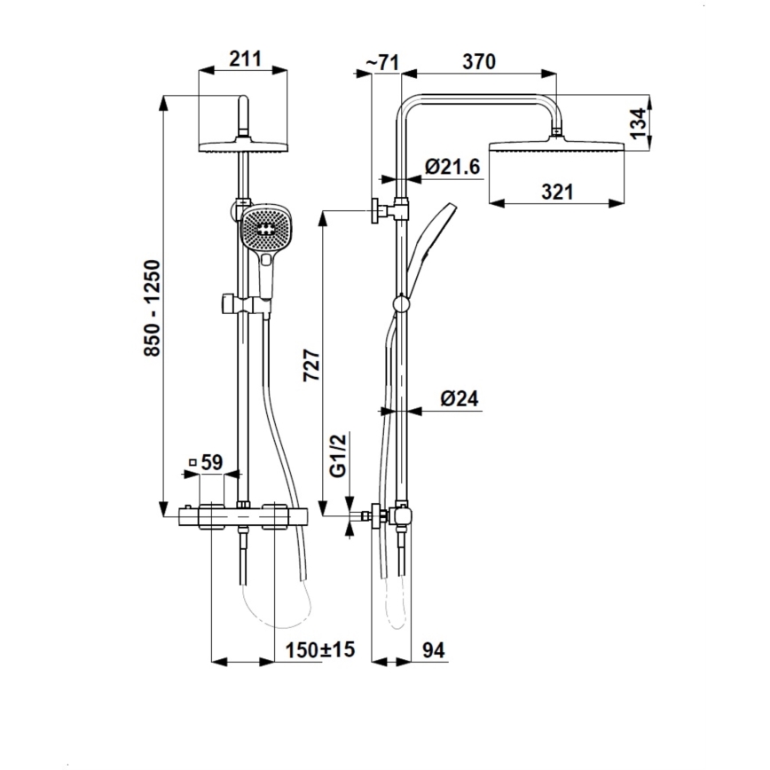 KFA Armatura 5756-910-81 - Ensemble de douche avec mitigeur thermostatique MALAGA, noir