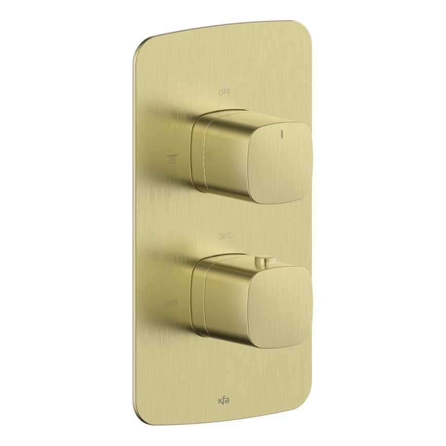 KFA Armatura 5759-001-31 - Mitigeur thermostatique de douche pour installation encastrée MALAGA, doré brossé