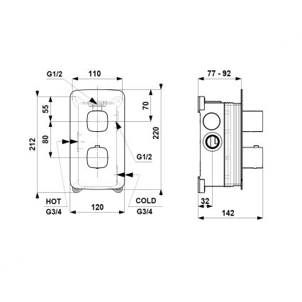 KFA Armatura 5759-001-61 - Mitigeur thermostatique de douche pour installation encastrée MALAGA gris métallisé