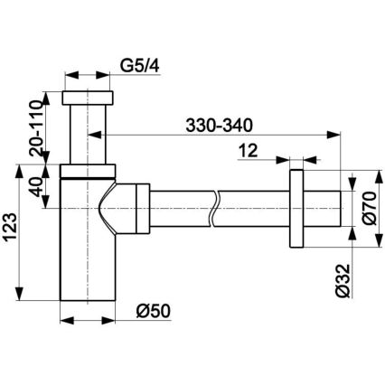 KFA Armatura 600-003-81 - Siphon rond pour évier laiton/noir mat