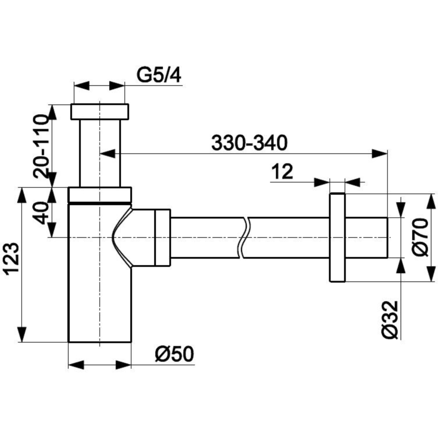 KFA Armatura 600-003-81 - Siphon rond pour évier laiton/noir mat
