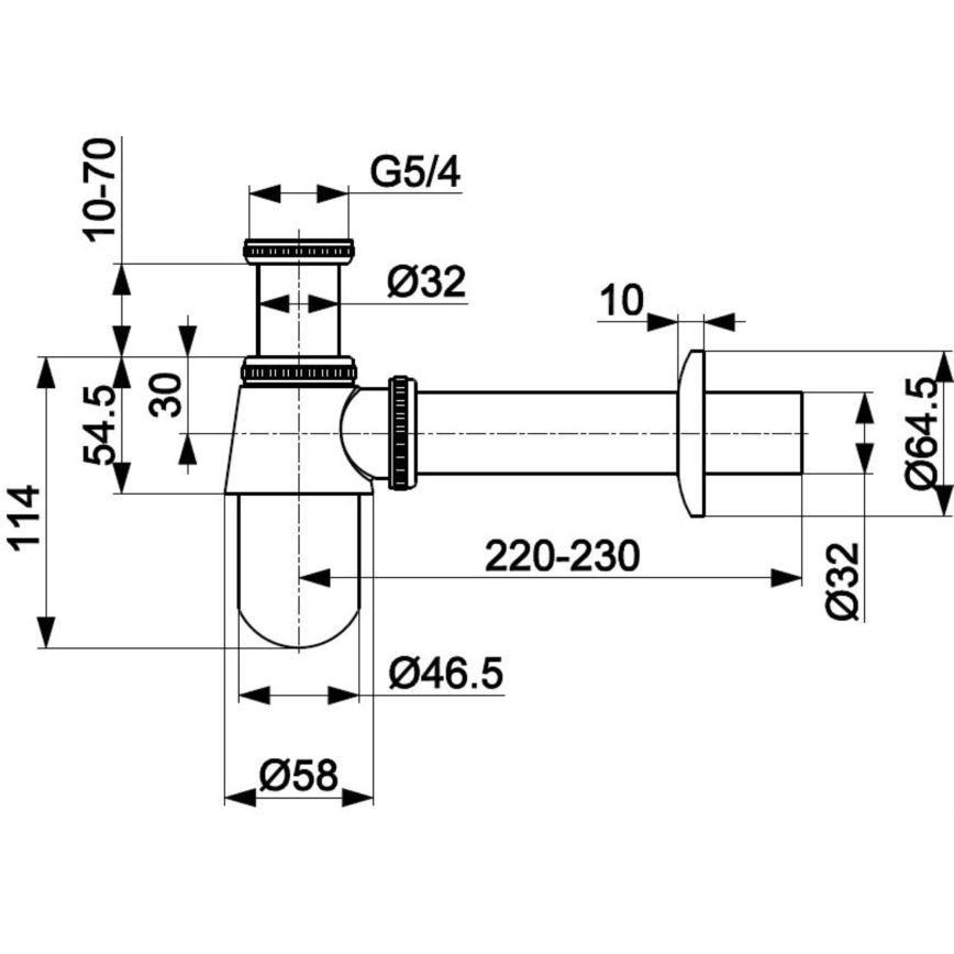 KFA Armatura 601-054-00 - Siphon d'évier à bouteille chrome brillant