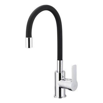 KFA Armatura 6553-915-00 - Robinet d'évier avec bras flexible RUMBA 40,5 cm noir/chrome brillant