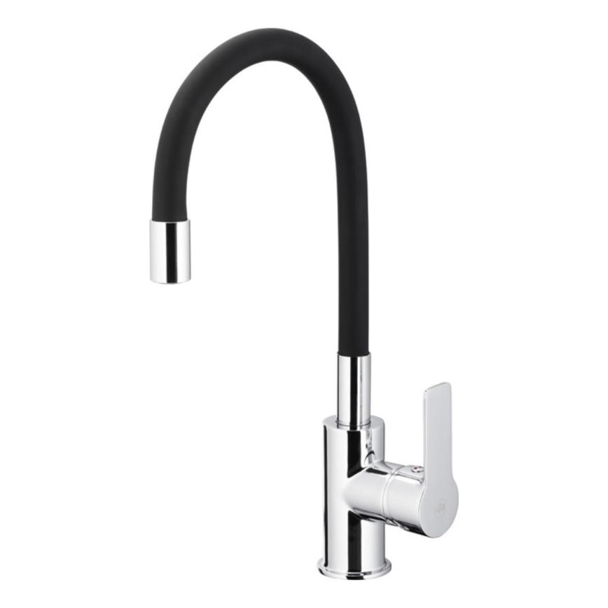KFA Armatura 6553-915-00 - Robinet d'évier avec bras flexible RUMBA 40,5 cm noir/chrome brillant